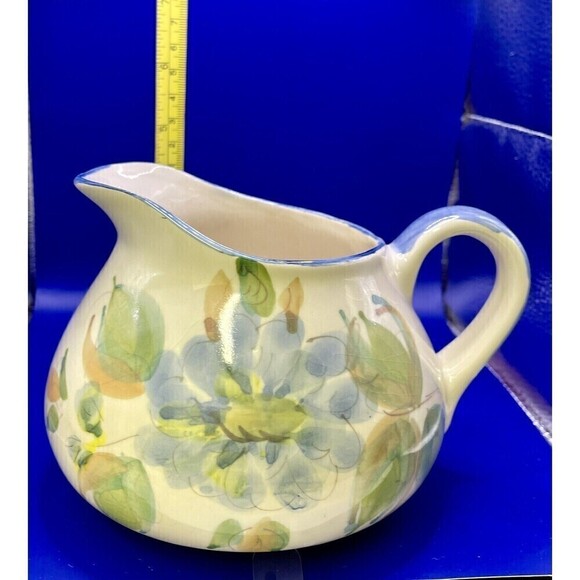 Vtg MCM Lava Glaze Pottery Planter Made in Italy Green Tan Orange  4-1/4" Tall - Picture 8 of 8